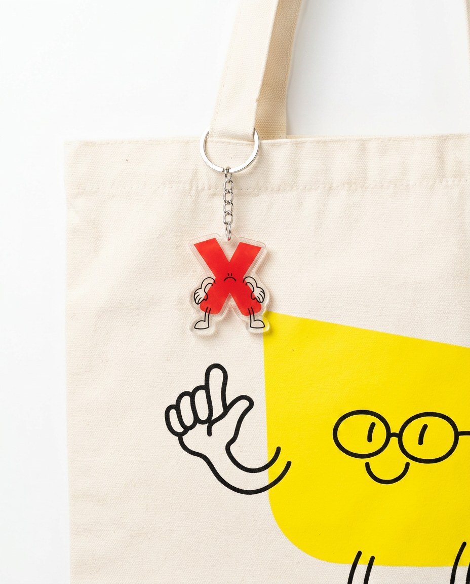Tote bag with the character keyring