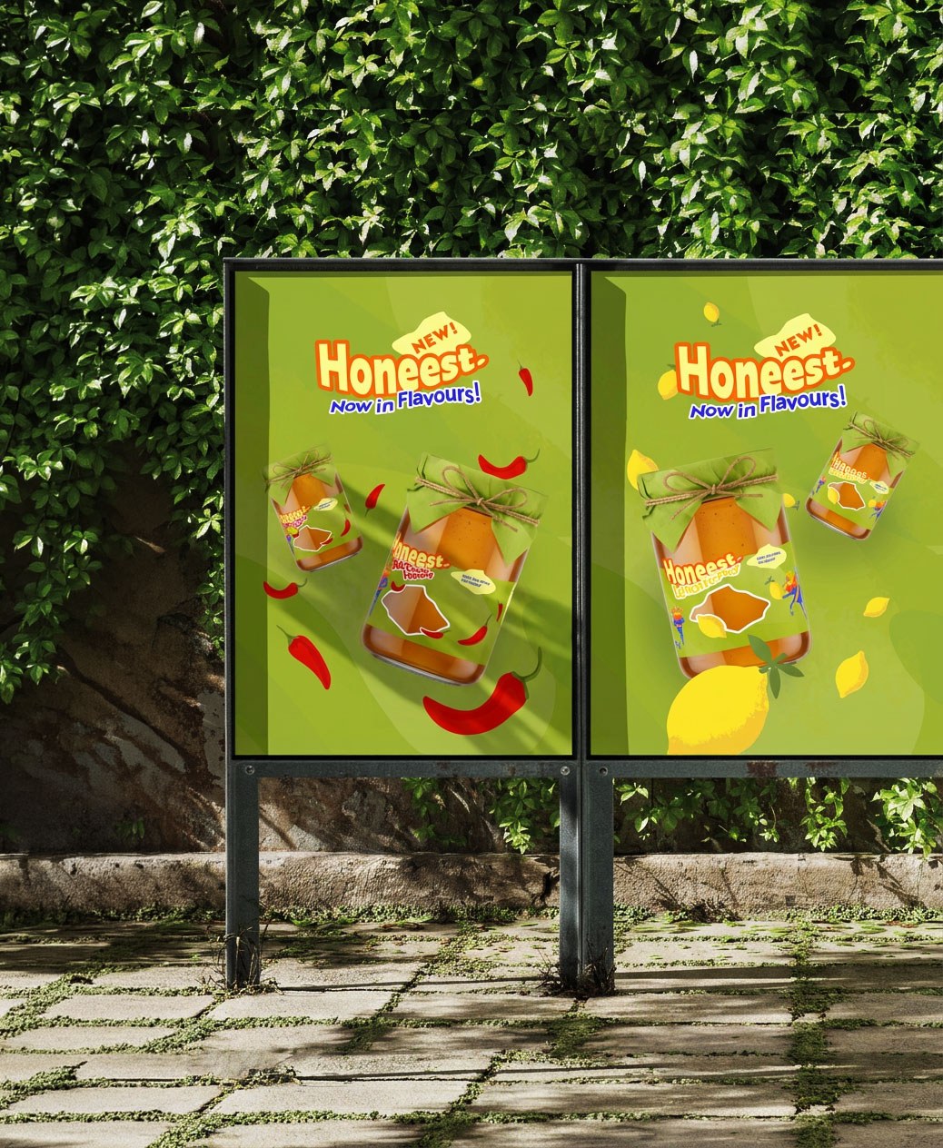 Two posters on a street stand