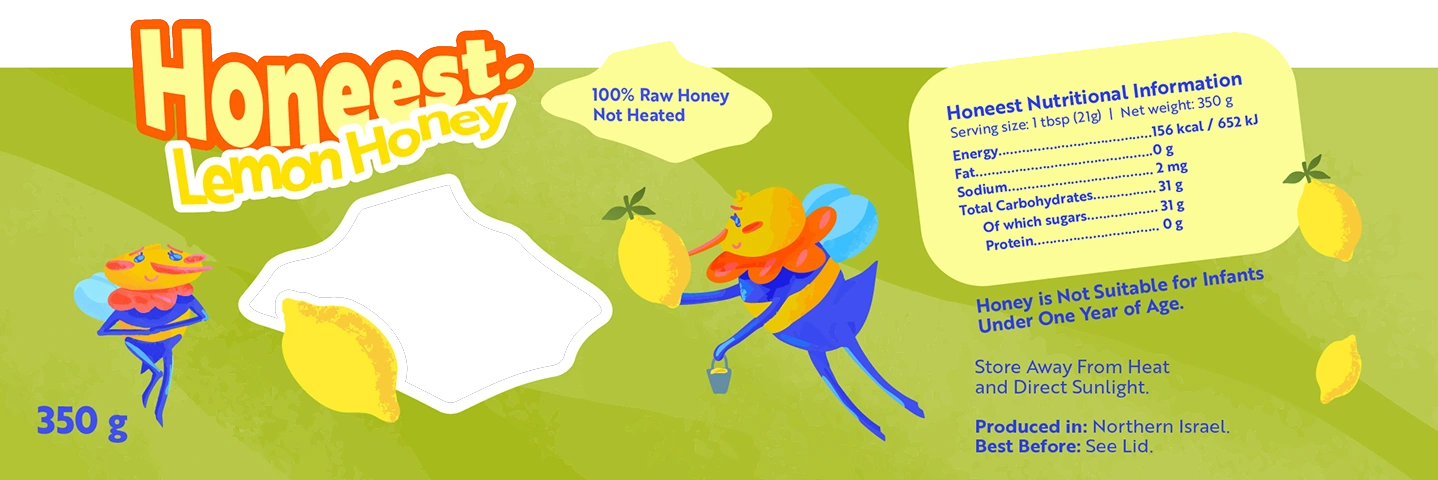 Lemon Honey label artwork, 350 g
